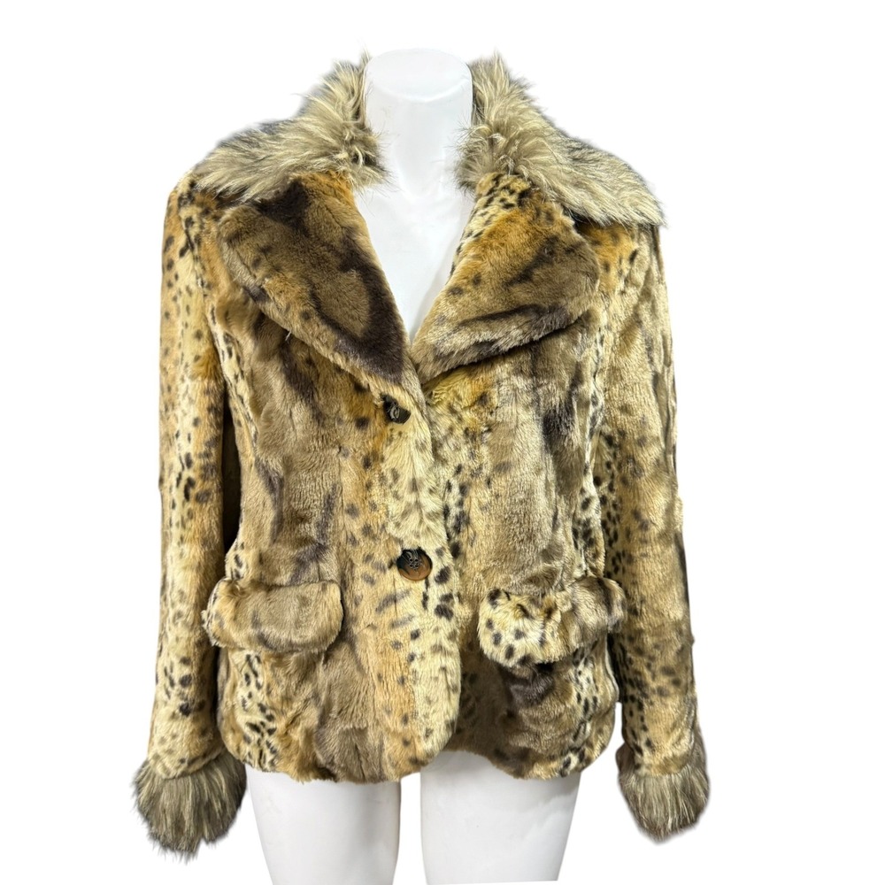 Powder River Outfitters Faux Fur Leopard Print Jacket XXL Panhandle Slim Vintage